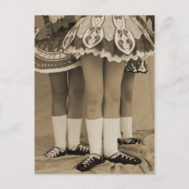 Sepia Toned Irish Dance Postcard (Front)
