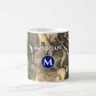Sepia Toned Liquid Ink, Monogram & Name Coffee Mug
