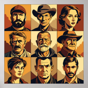 Sepia Toned Rural Portraits Poster