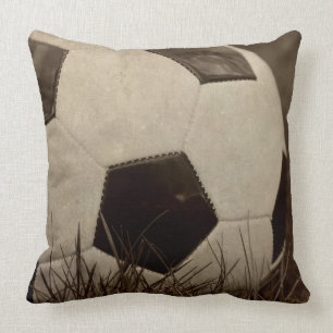 Sepia Toned Soccer Ball Cushion