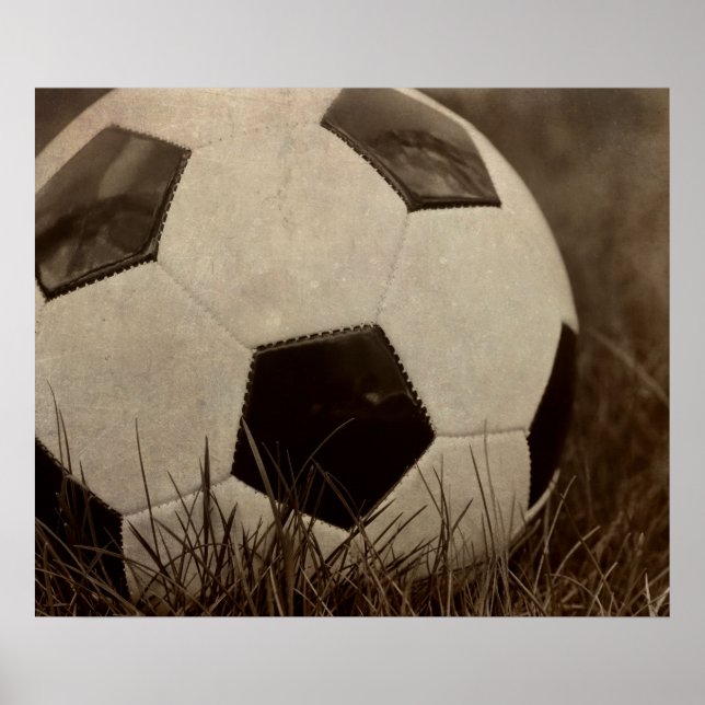 Sepia Toned Soccer Ball Poster (Front)