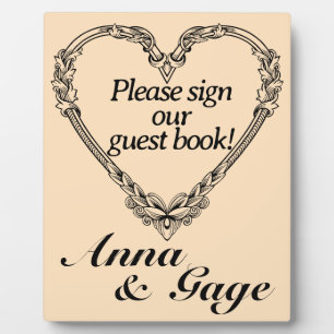 Sepia-Toned Victorian Heart Wedding Plaque