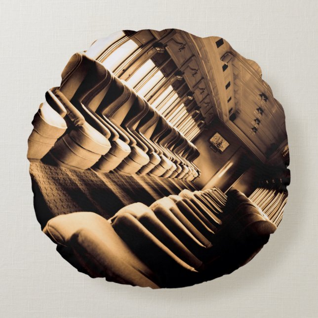 Sepia Train Seats  Round Cushion (Front)