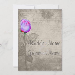 Sepia Vintage Spot Colour Rose Bud Wedding Invitation