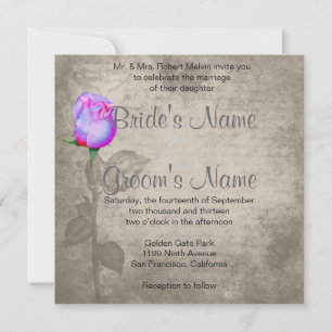 Sepia Vintage Spot Colour Rose Bud Wedding Invitation