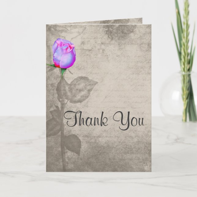 Sepia Vintage Spot Colour Rose Wedding Thank You (Front)