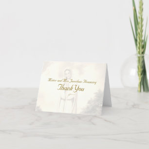 Sepia Virgin Mary Wedding Thank You Card
