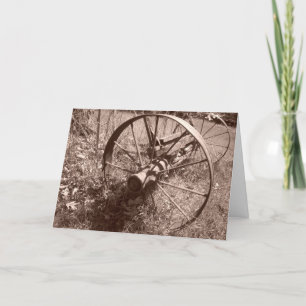 “Sepia Wagon Wheel #1” Birthday Card