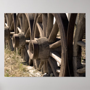 Sepia Wagon Wheels Poster