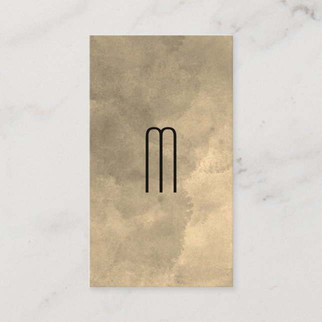 Sepia Watercolor Monogram Business Card (Front)