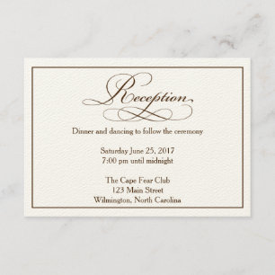 Sepia Wedding Reception Details Card