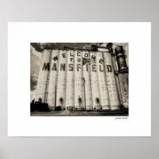 Sepia Welcome to Mansfield Ohio Grain Silos Poster