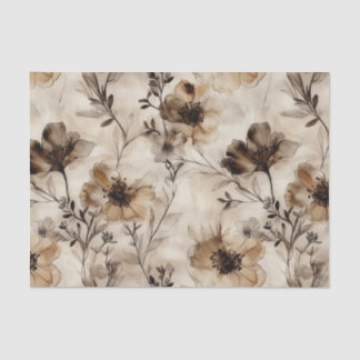 Sepia Wildflowers Decoupage Tissue Paper