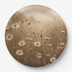 Sepia Wildflowers Design Paper Plate