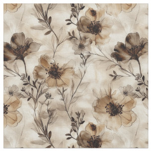 Sepia Wildflowers Fabric