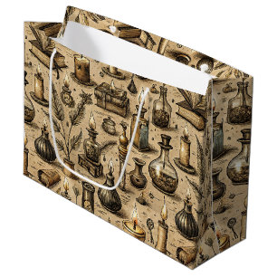Sepia Witchcraft Alchemy Books Potion Vintage Large Gift Bag