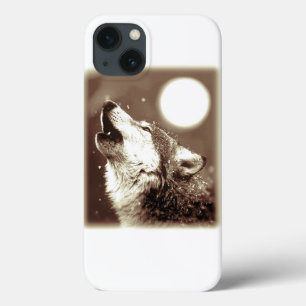 Sepia Wolf & Moon iPhone 13 Case