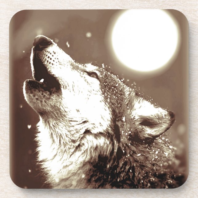 Sepia Wolf & Moon Coaster (Front)