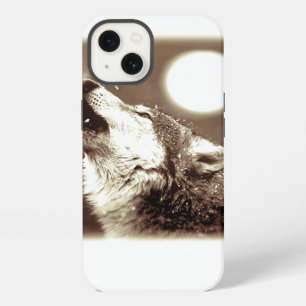 Sepia Wolf & Moon iPhone Case