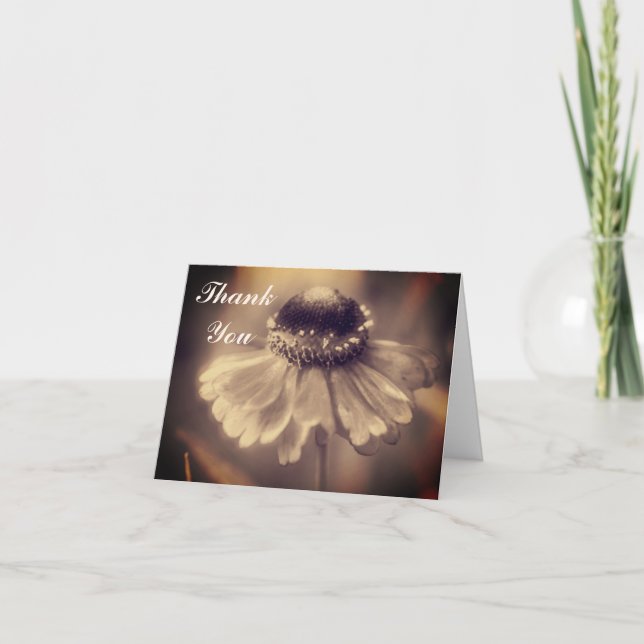 Sepia Zinnia Flower Customisable Thank You Card (Front)
