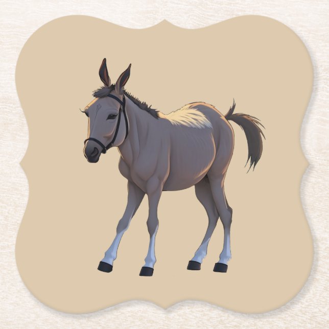 Seppel, little stubborn donkey -  paper coaster (Front)