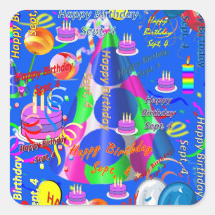 Sept, 4 Kids Birthday Stickers