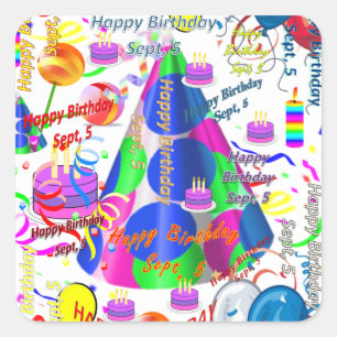 Sept, 5 Kids Birthday Stickers