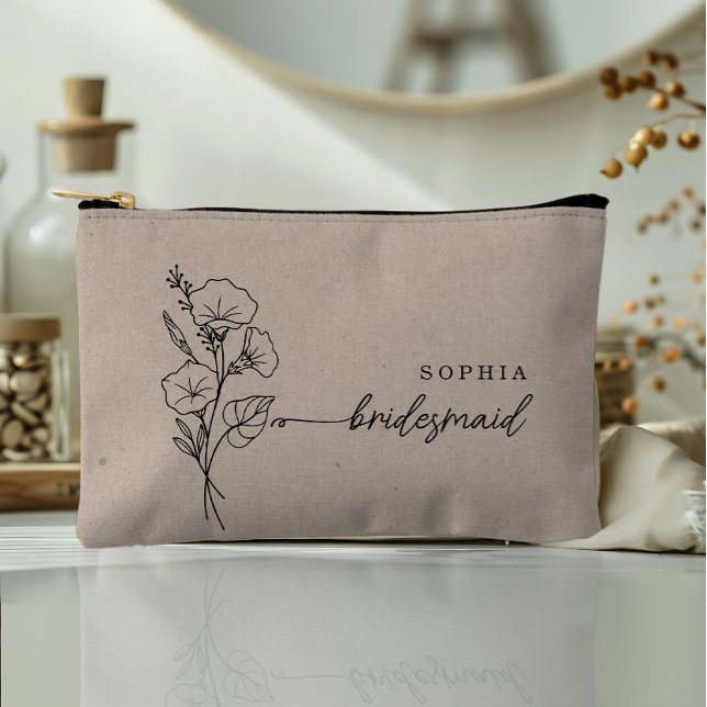 Sept Birth Month Flower Personalised Bridesmaid Accessory Pouch (Creator Uploaded)