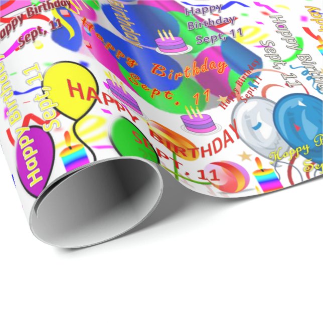 September, 11 Birthday Gift Wrapping Paper (Roll Corner)