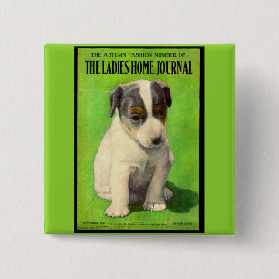 September 1906 Ladies Home Journal cover puppy 15 Cm Square Badge