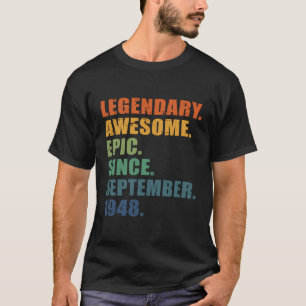 September 1948 75 Years Men Women Anniversary 75Th T-Shirt