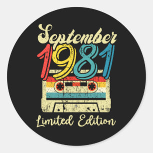 September 1981 Happy Birthday 40Th Classic Round Sticker