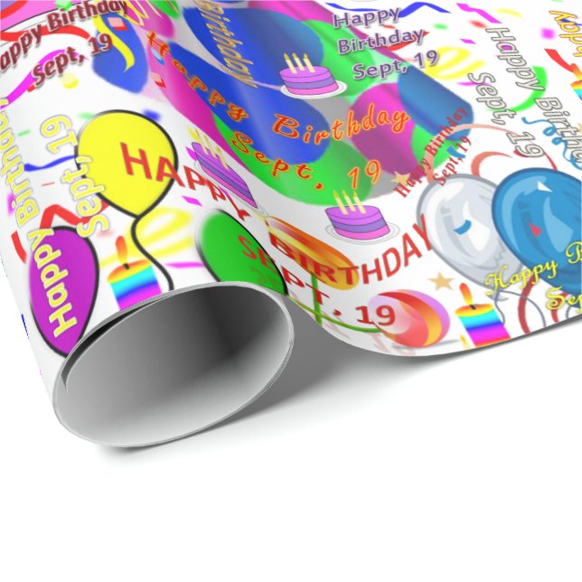 September, 19 Birthday Gift Wrapping Paper (Roll Corner)
