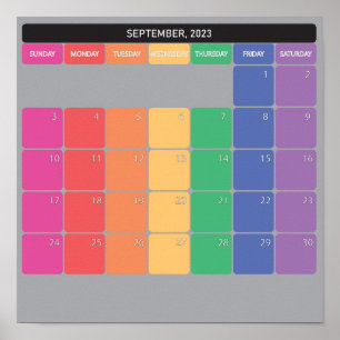 September 2023 planer calendar colour days poster
