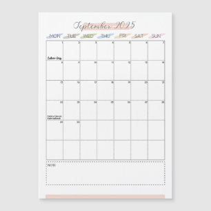 September 2025 Magnetic Calendar