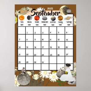September 2025 Monthly Calendar Astrological    Poster