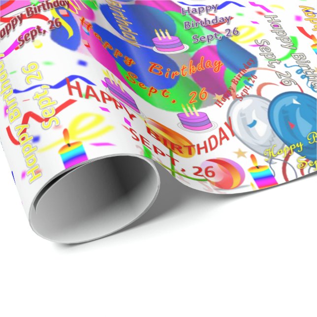 September, 26 Birthday Gift Wrapping Paper (Roll Corner)