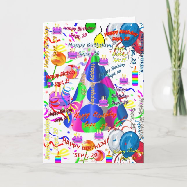 September, 29 Birthday Greeting Card Folded (Front)