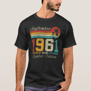 September 61 Year Old Vintage 1961 61th Birthday T-Shirt