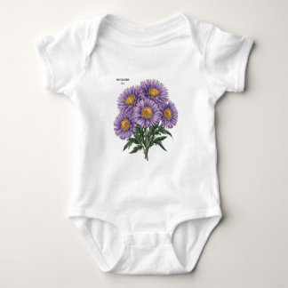 September Aster Birth Month Custom Floral Art Baby Bodysuit