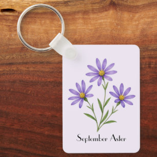 September Aster Flowers Key Ring