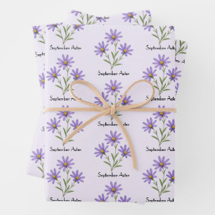 September Aster Flowers Wrapping Paper Sheet