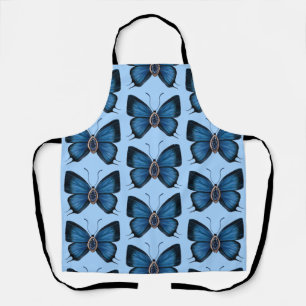 September Birth Blue Sapphire Butterfly Pattern Apron