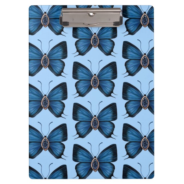 September Birth Blue Sapphire Butterfly Pattern Clipboard (Front)
