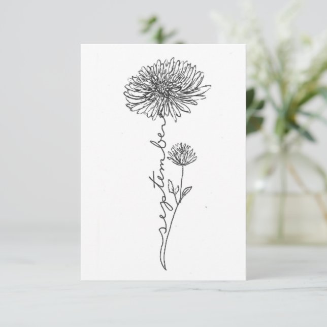September Birth flower birthday card, Aster Card (Standing Front)