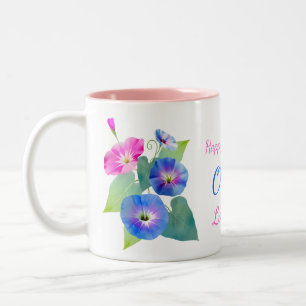 September birth flower gifts Morning glory Two-Tone Coffee Mug