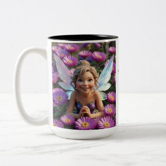 September Birth Month - Aster Flower Fairy - Two-Tone Coffee Mug