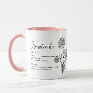 September Birth Month Flower Aster Minimalist Mug
