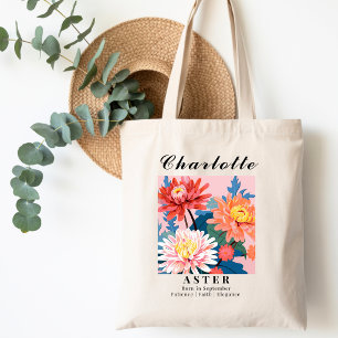 September Birth Month Flower Aster Modern Shopping Tote Bag