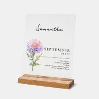 September Birth Month Flower Aster Personalised